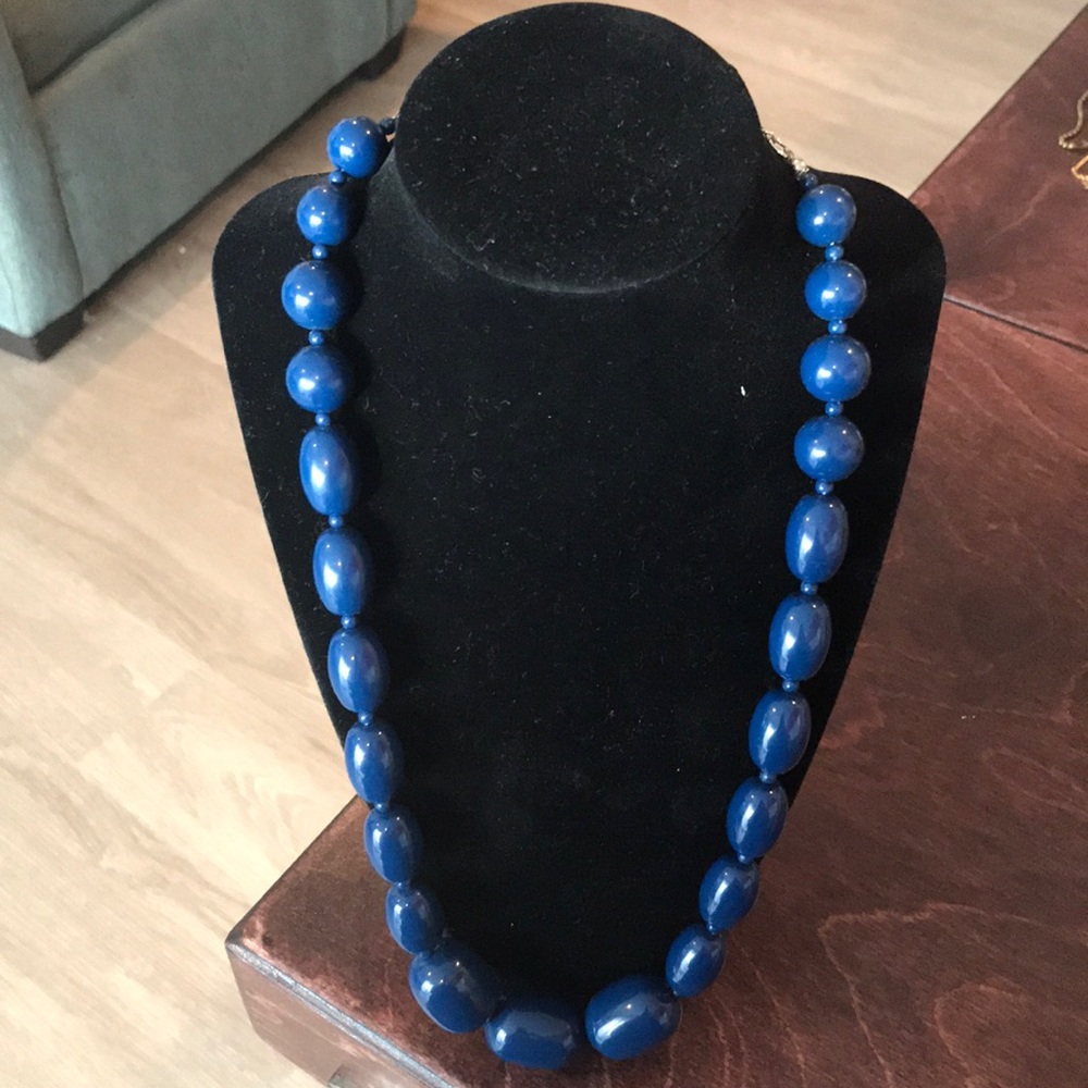 EUC 27” navy beaded necklace